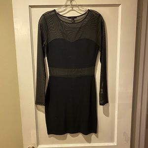 Sheer/Cotton Body Con Dress